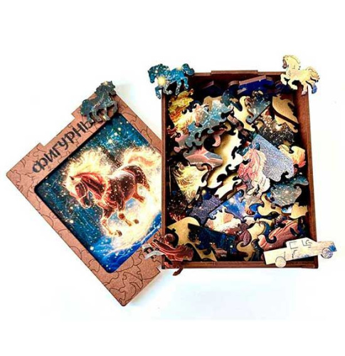 Пазл фигурый АПИЛКА "Искрящийся конь" дерево