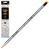 Карандаш ч/гр. пластик. с ласт. КОКОС Trends Линейка" 211717/12 НВ,кругл.,заточ.