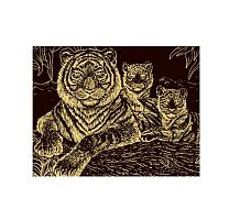 Гравюра на золоте Hobbius "Тигры" SGHK №40 (20*25,5см)