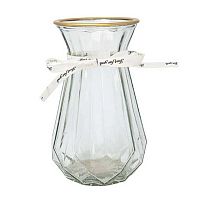Ваза Микрос "Капля" ч38222 стекл.,18*12см,прозрачная,рифлёная,с золотой окантовкой