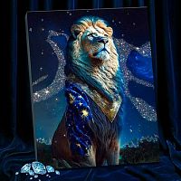 Картина по номерам с кристаллами из хрусталя Котеин "Царь зверей" 40*50см SHR0533 (20цветов)