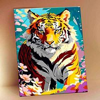 Картина по номерам с поталью Котеин "Крадущийся тигр" 15*20см KH1254P (20цв.)