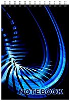 СБ Блокнот А6-  50л. (верх.спираль) "Синий на черном" внутр.бл.б/лин.