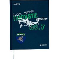 Дневник 1-11кл. deVENTE тв.обл. "Shark" 2021237 кож.зам.,бел.бум.,объём.аппл.,шелкогр.