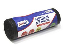 Пакеты д/мусора "CleanLab" 160л. 10шт 9050207 чёрный,80*115см,ПВД,тип дна звезда,40мкм