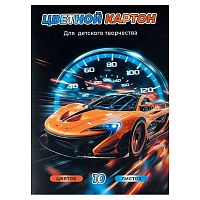 Картон цв. мелов. А4 10л.10цв. ФЕНИКС "Спортивная машина" 73192 в папке