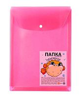 Папка-конверт на кнопке А4 ДПС 2920-132 прозр.-розовый,с расш.25см,,180мкм,ПВХ