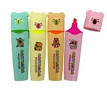 Набор маркеров текст.  4цв. INTELLIGENT "Capybara" DM-238 пастел.цв.,скошен.,1-5мм,ПВХ-уп.