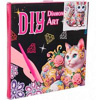 Мозаика алмазная DIAMOND "Кошечка" 654-0349 на акриловой подставке,24,5*24.5см