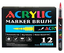 Маркеры акрил. 12цв. INTELLIGENT DL-245 кисть,1-5мм,корп.с индикат.,к/к