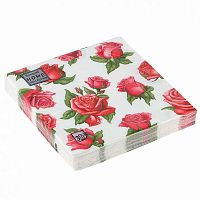 Салфетка бум. Bouquet Home Collection "Красные розы" 25553 (20шт),3-х сл.,33*33см
