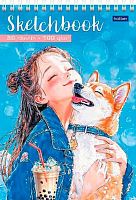 Скетчбук А5  80л. ХАТ Premium спираль "Настроение Bubble Tea" 34923 б/линовки,тв.подлож.,100г/м2