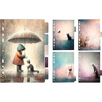 Разделитель листов пластик. А5 deVENTE "История о коте" 3051535 искрящаяся фактура,с рис. (5шт)