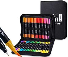 Маркеры д/скетчинга 80цв. INTELLIGENT "Двусторонние" DN-292 линер/кисть,0,4/1-2мм,кругл.корп.,пенал