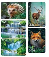 Календарь карм. 2026г. ЛИС "Водопады.Таинственный лес" КГ-26-300(302,363,365,366)уф-лак,64*93мм,карт