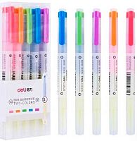 Набор маркеров текст.  6цв. 5шт. DELI S619 (2073457) двухстор.,скош.,пэт-бокс