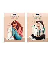 Блокнот А5  40л. ХАТ Premium склейка "With love" клетка,мел.,мат.лам.,жёстк.подл.