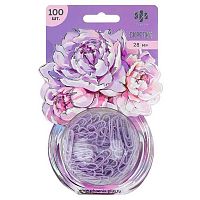 Скрепки 28мм 100шт. ФЕНИКС "Пионы" 71493 сиреневый,металл.,ПВХ,блистер