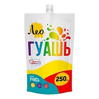 Гуашь 250мл Лео "Учись" LGD-250 (208) жёлтая тёмная группа 1 дой-пак с штуцером