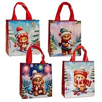Пакет подар. нетканый ПГС 22*23*11см "Новый год" Тсш90
