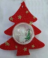 УЦЕНКА  Подвесное елочное украшение "Елочка с шаром" 14см красн. 196-345