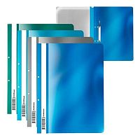 Скоросшиватель пластиковый А4 EK "Glossy Ice Metallic" 53289 с перфорацией,ассорти,180мкм