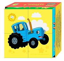 Кубики Степ Пазл "Синий трактор" (4шт) 87393
