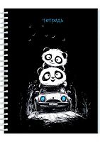 Тетрадь 40л. (клетка) АППЛИКА спираль "Весёлые панды" С0154-03