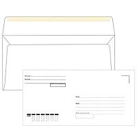 Конверт 110*220мм Е65 КУДА-КОМУ ForPost стрип,80г/м2,внутр.запеч.,евро 11518 (76418,76335,1804)