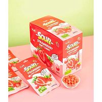 Леденцы кислые мягкие  12гр. Strawberry Soft Candy "Клубника" 9070514 пластик.пакет,подвес (DeV)