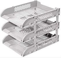 Лоток гориз.3-секц. Deli "Grey" E9213 (2053205) серый,сборный,32,5*24,1*15,5см