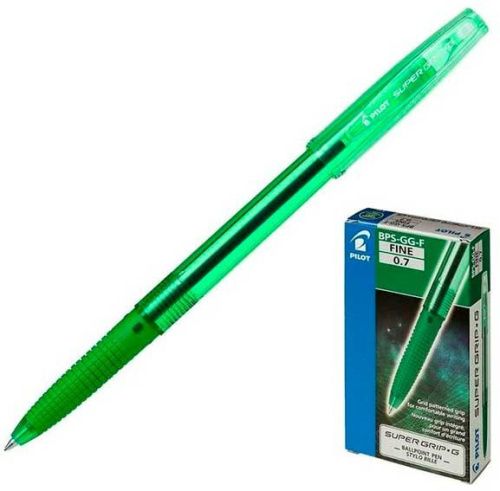 Ручка масл. шар. PILOT BPS-GG-F-G "Super Grip" зелёная,лин.письма 0,22мм,с резин.манж.
