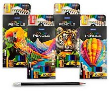 Карандаши 12цв. INTELLIGENT Jooydoo QD-31085-14 трёхгр.,с точилкой и карандашом HB,к/к