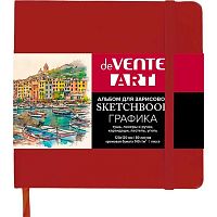 Скетчбук А6  80л. deVENTE тв.обл. "Art" 2134412 красный,кож.зам.,крем.бум.140 г/м2
