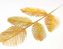 Ветка-лист хвост павлина 5-ой мерцающий золото ФРФ 4.217 (1010237)