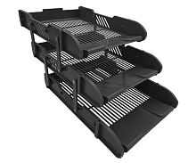 Лоток гориз.3-секц.трансформер INTELLIGENT DK-300/DB-170 пластик.,сетчатый,чёрный