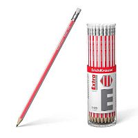 Карандаш ч/гр. с ласт. EK "Extra" HB 45488 красный, шестигран.,тубус
