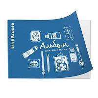 Альбом для рис.32л. EK "Doodle Blue. Ice Metallic синий" 63605 на скобе,пластик.обл.