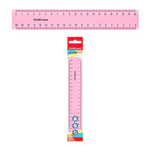 Линейка 20см EK "Pastel" 49543 розовая