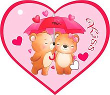 0.2-78-14286 Открытка KISS (20шт) (б/т,блёстки,сердце,подвеска) (МО)