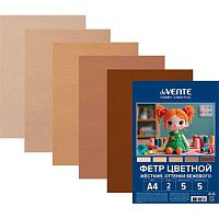 Фетр  5л. 5цв. А4 deVENTE "Оттенки бежевого" 8113411 жёсткий,2мм,пл.пакет,е/подвес