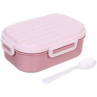 Ланч-бокс пластик. "Segreto" (2отд.,ложка) 20*14*7см,пыльная роза 308-454