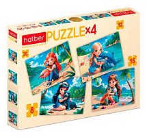 Пазлы    8-12-15-20 ХАТ А5 "Тропические друзья" 34766 4 картинки в 1 коробке