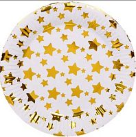 Тарелка бум. "Звёздное сияние" 18см (10шт) 130-687 золото