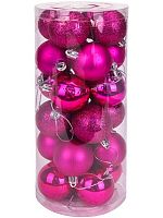 Набор ёлочных шаров Миленд "Новогоднее настроение" НУ-5635 (24шт) 5см,насыщенный розовый