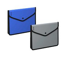 Папка-конверт на кнопке А5+ EK "Soft Navy" 66730 обшитая,текстил.вставк