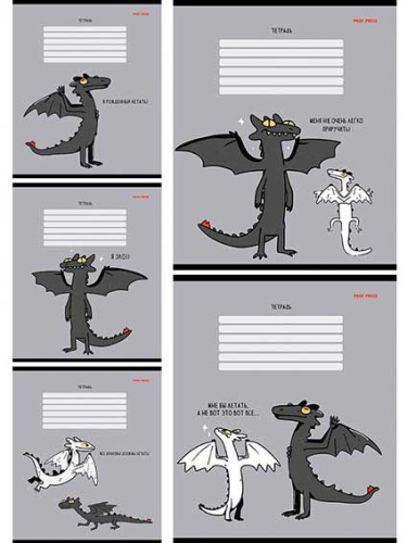 Тетрадь 12л. (клетка) Проф-Пресс "Дракоши" 12-4674 цв.мел.обл,асс.