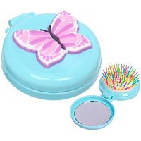Расчёска массажная детская складная "Карамель. Бабочка" 215-915 голубой,6см