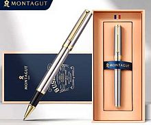 Ручка-роллер подар. INTELLIGENT Montagut TJ-55 синяя,0,5мм,серебро/золото,метал.корп.,к/к