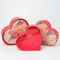 Коробка Микрос 3в1 сердце красная,с прозр.крышкой ч52028 (28*25,2*11/25,2*23*10/2*20,7*8,5см)